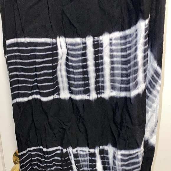 Black White Large Tie Dye Spaghetti Strap High Low Dress - Picture 9 of 13